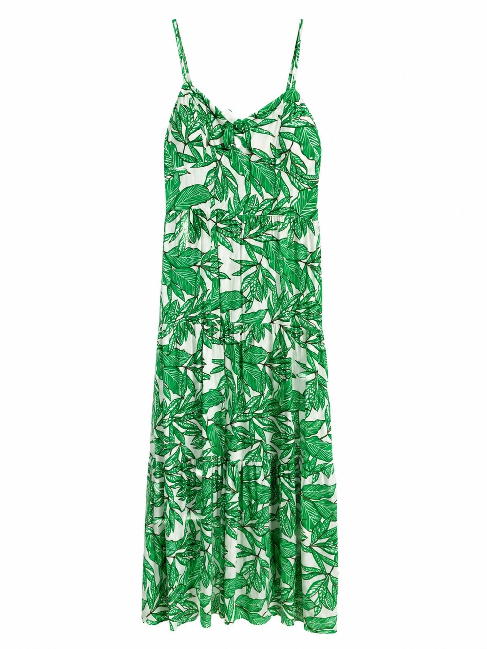 New Look White Dress with Green Leaf Print